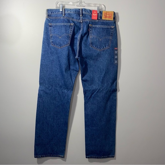 Levi's® Men's 505 Straight Leg Regular Fit Jeans - Dark Blue 40x32 - Picture 2 of 16